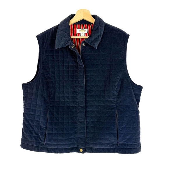 Vintage Talbots Navy Corduroy Quilted Vest- M - Picture 1 of 10